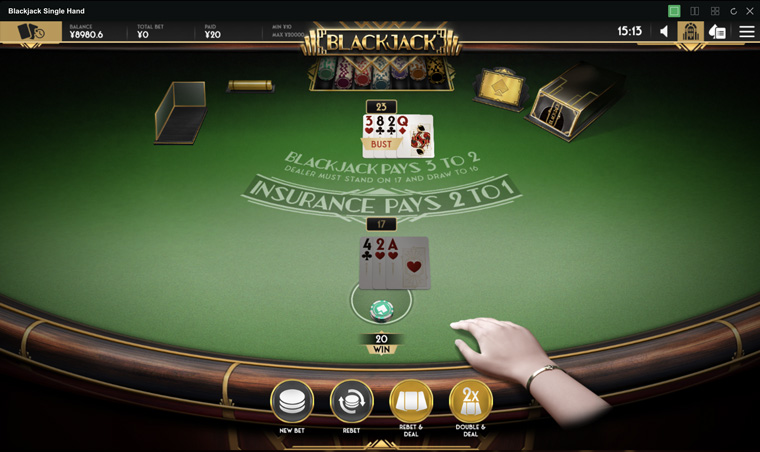 10円から遊べるBlackjack Single Hand