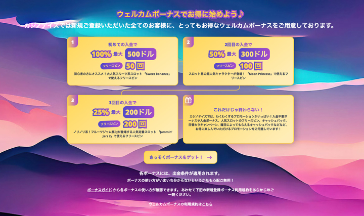 カジノデイズのボーナス
