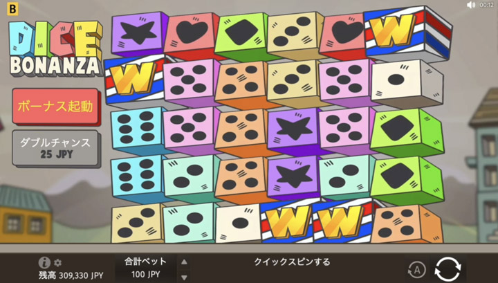 Dice Bonanzaのスロットのトップ画面