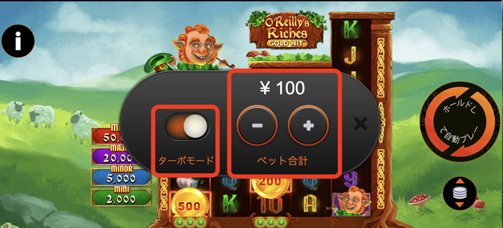 Gold Hit: O&rsquo;Reilly&rsquo;s Charms のベット設定