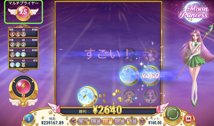 ムーンプリンセスのマルチプライヤー